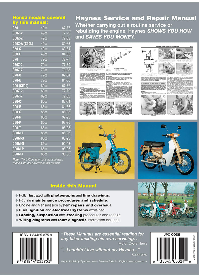 Honda C50, C70 & C90 (67  03) Haynes Repair Manual,Used