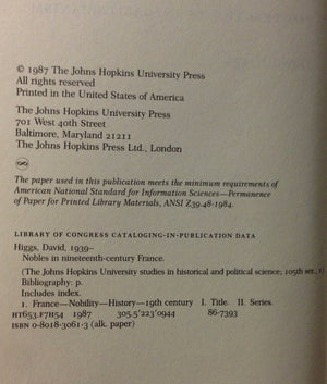 Nobles In France (The Johns Hopkins University Studies In Historical And Political Science),Used