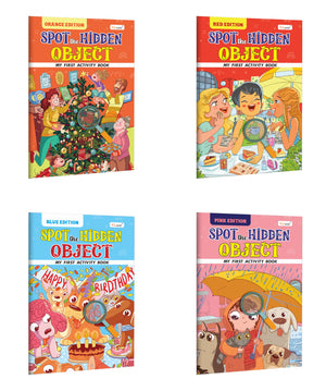 My First Activity Book Spot The Hidden Object  Blue, Pink, Orange And Red Edition :- Educational Activity Book For Kids, Toddler Fun Learning Activity Workbook | Combo Of 4 Activity Books
