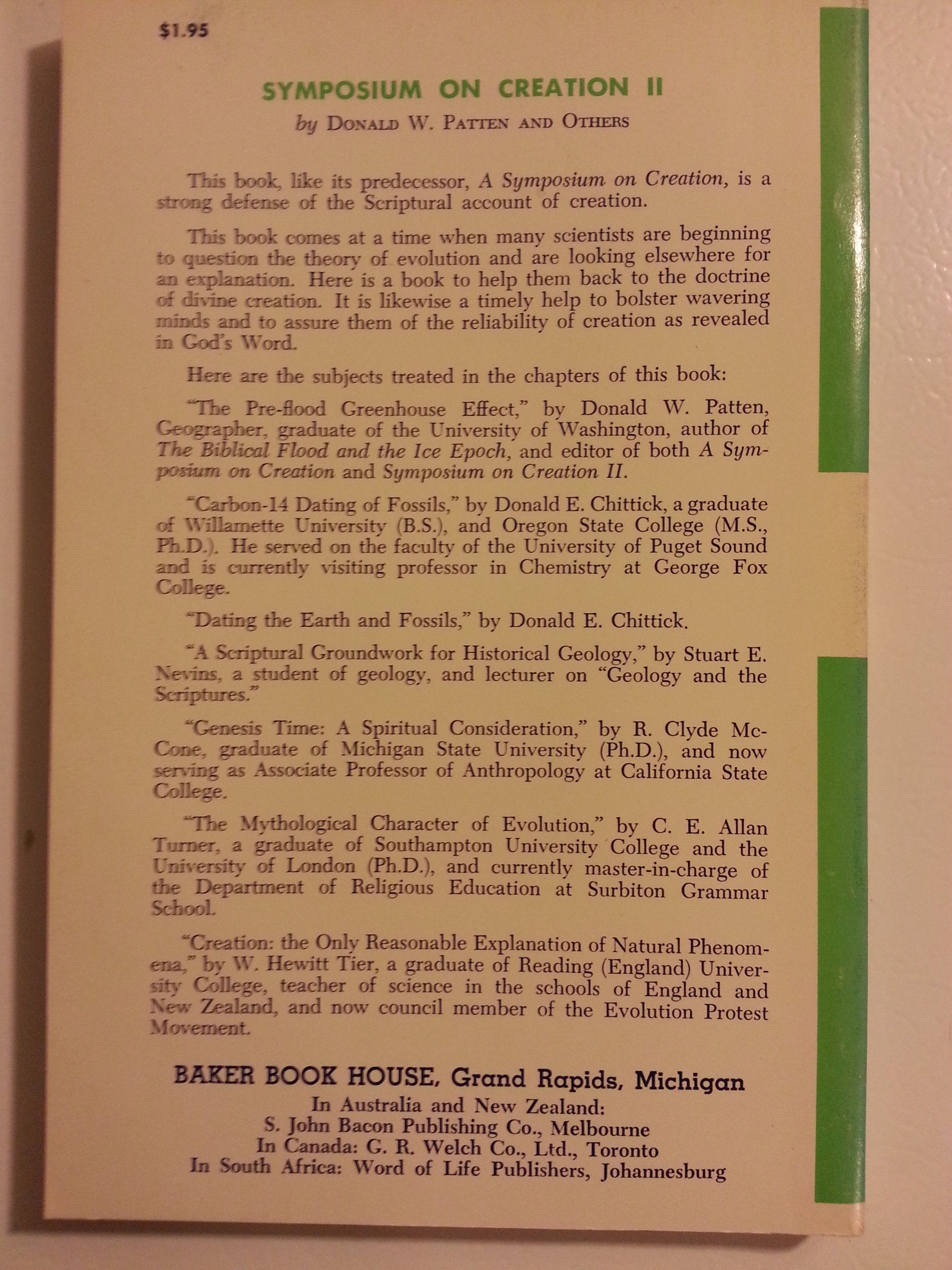 Symposium on Creation, Vol. 2 (Symposium on Creation, vol. 2),Used