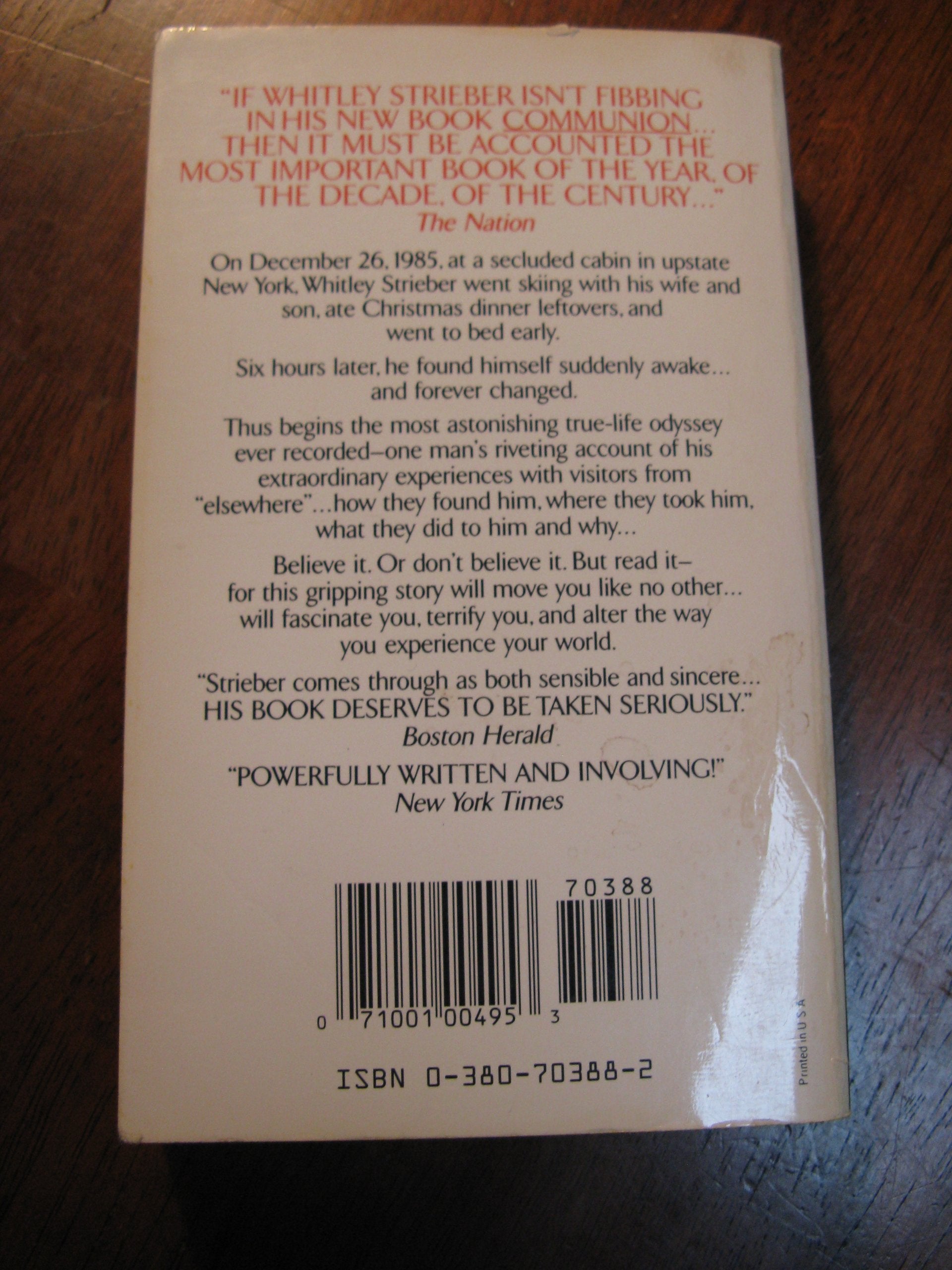Communion: A True Story Encounters With The Unknown,Used