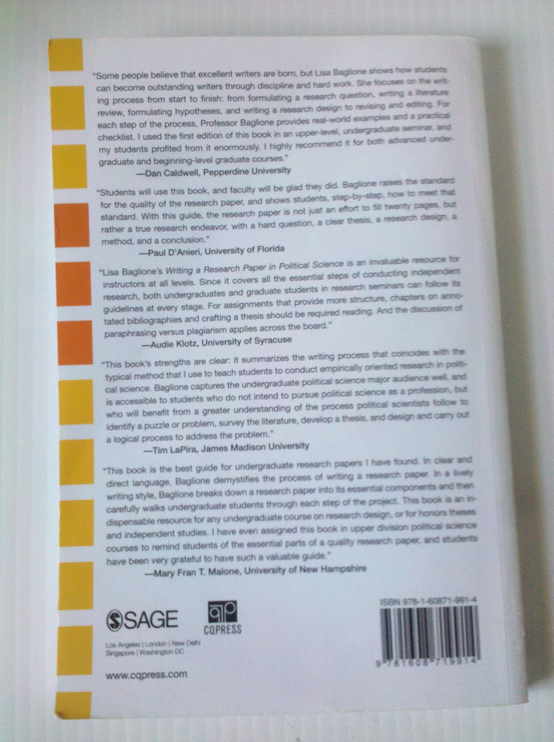 Writing a Research Paper in Political Science: A Practical Guide to Inquiry, Structure, and Methods,New