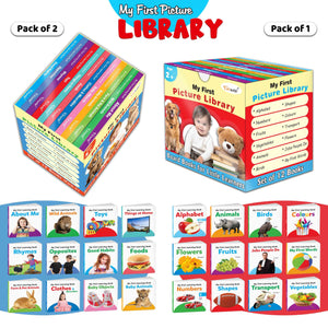 Lkg Class Picture Book Box Set (Red And Blue Edition) : Board Books For Children, All In One Essential Board Book, Gift Set For Kids Picture Library Box Of 24 Board Books