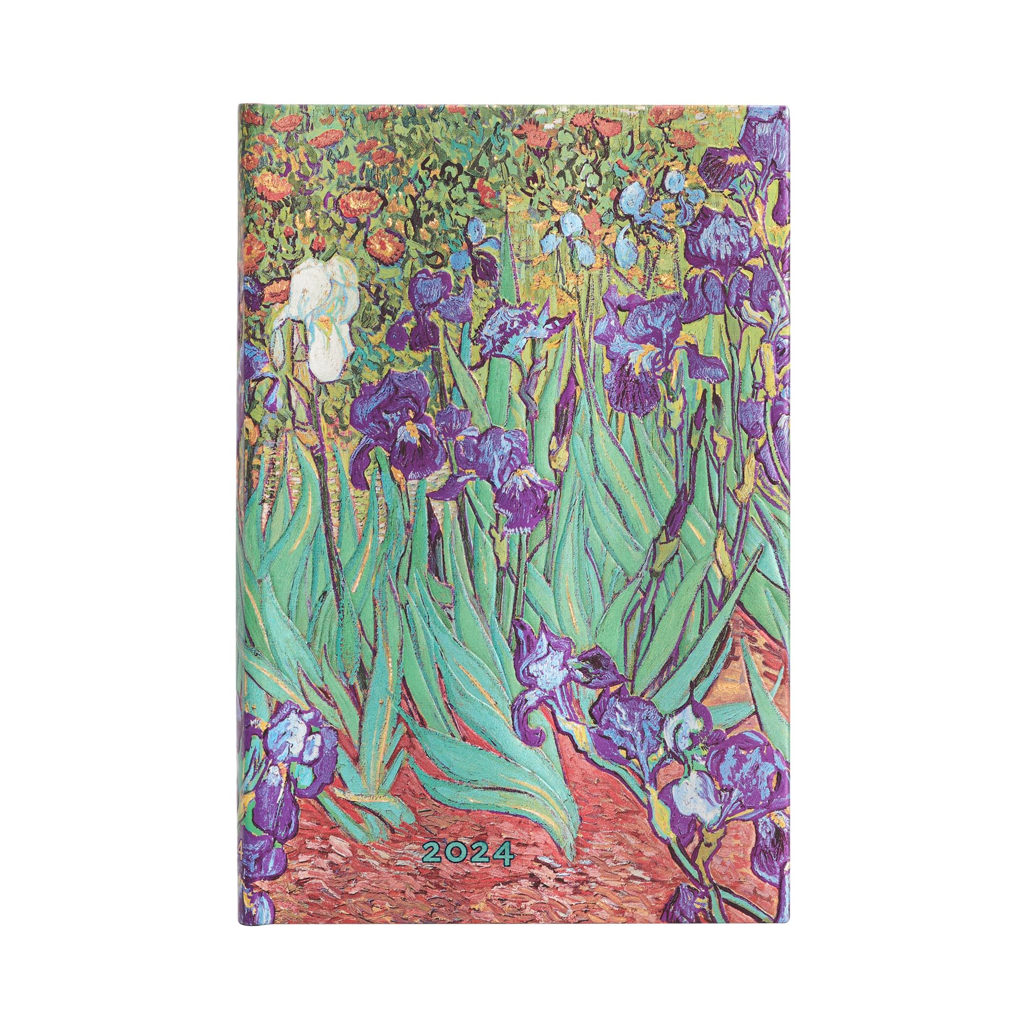 Paperblanks | French 2024 Dp Van GoghS Irises | 12Month | Mini | Horizontal | Elastic Band Closure | 160 Pg | 100 Gsm