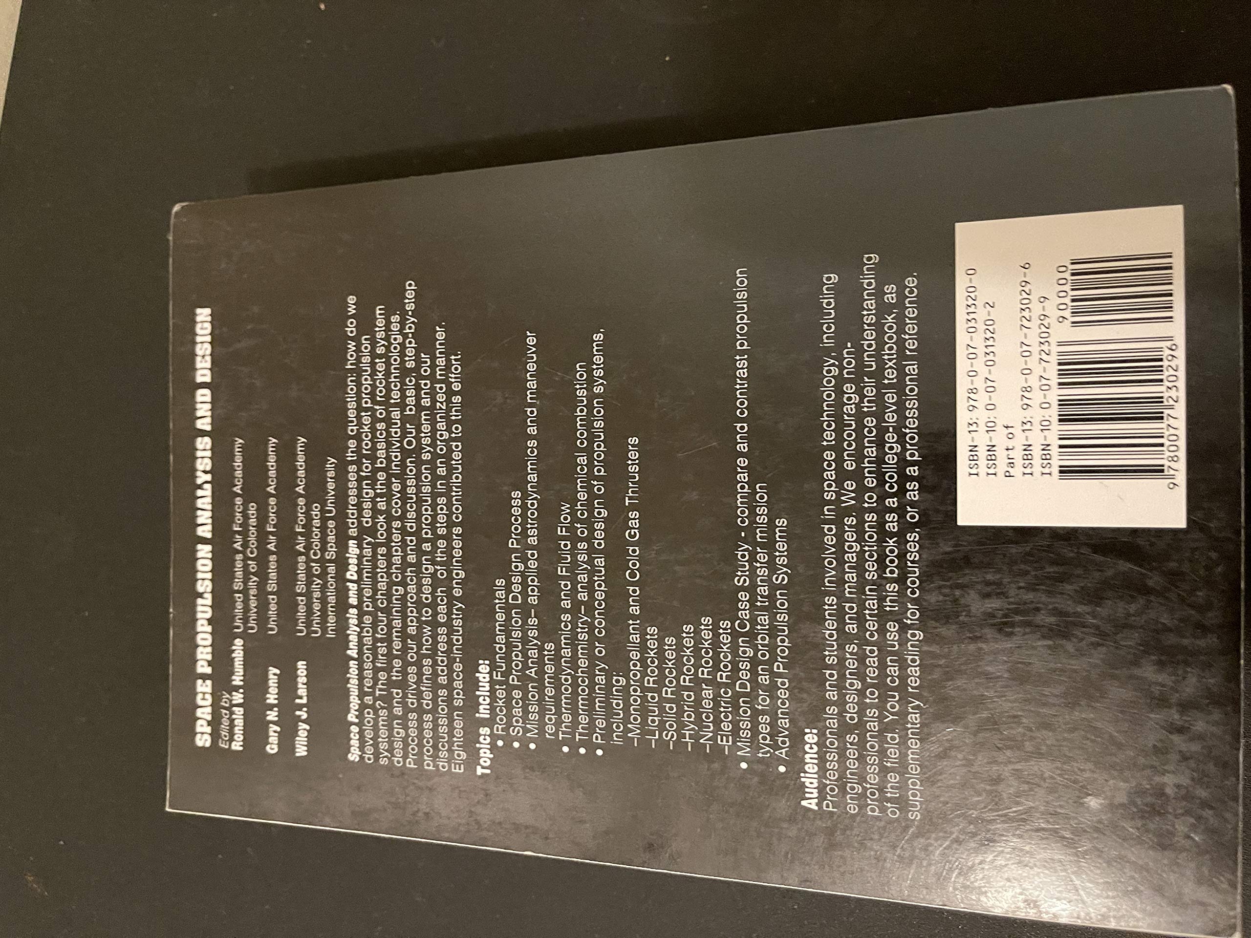 LSC Space Propulsion Analysis and Design with Website