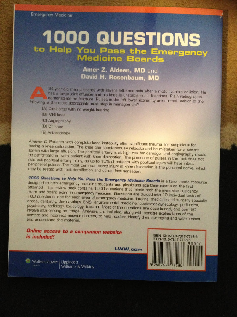 1000 Questions to Help You Pass the Emergency Medicine Boards,Used