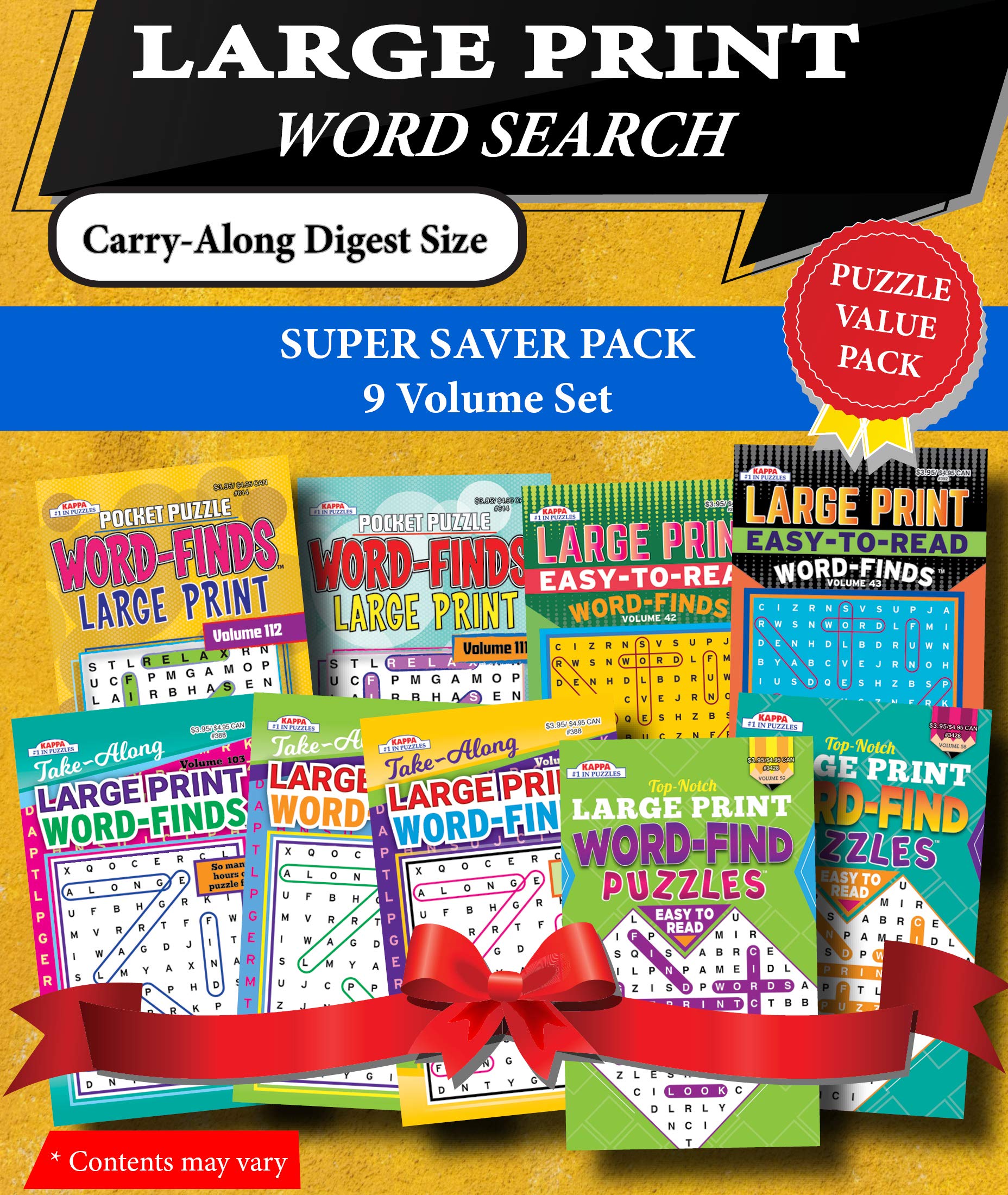 Kappa Super Saver Large Print Word Search Puzzle Packset Of 9 Carryalong Digest Size Books