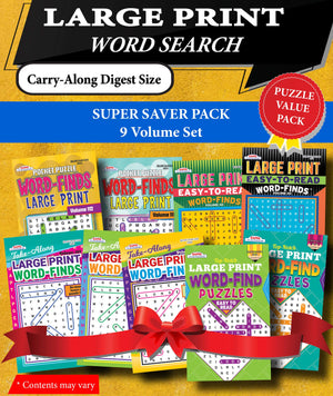 Kappa Super Saver Large Print Word Search Puzzle Packset Of 9 Carryalong Digest Size Books