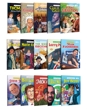 Issac Newton, James Watt, Marie Curie, Bill Gates, Steve Jobs, Jeff Bezos And More (Great Enterpreneur And Scientists) Books : Educational Books For Kids, Inspirational Stories | Set Of 15 Books