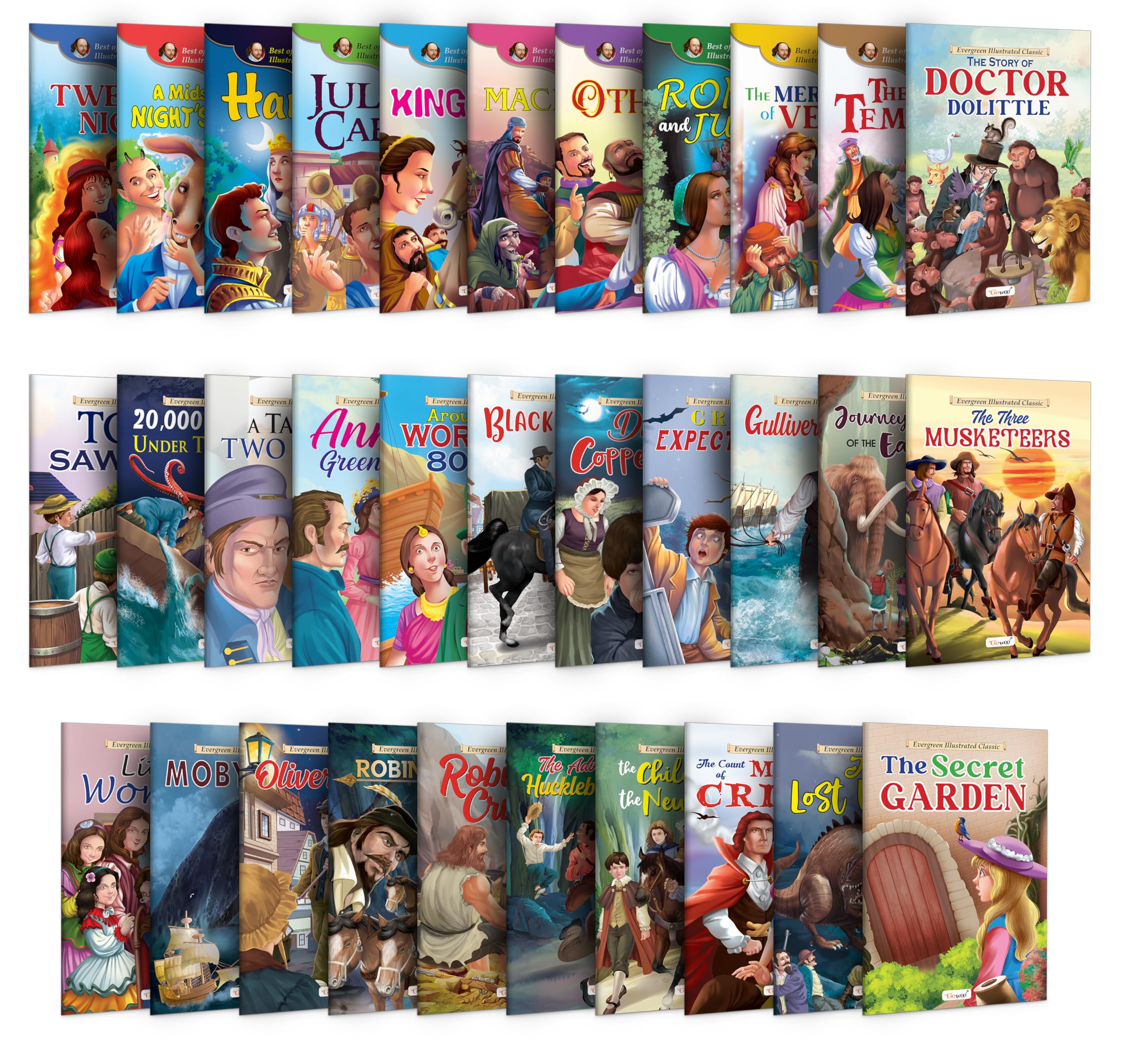 Ultimate Collection Of Illustrated Classics : Oliver Twist, Little Women & More Early Learning Book For Kids, Children Learning Story Books, Classic Storyset, Toddlers Learning Book | Pack Of 32 Books