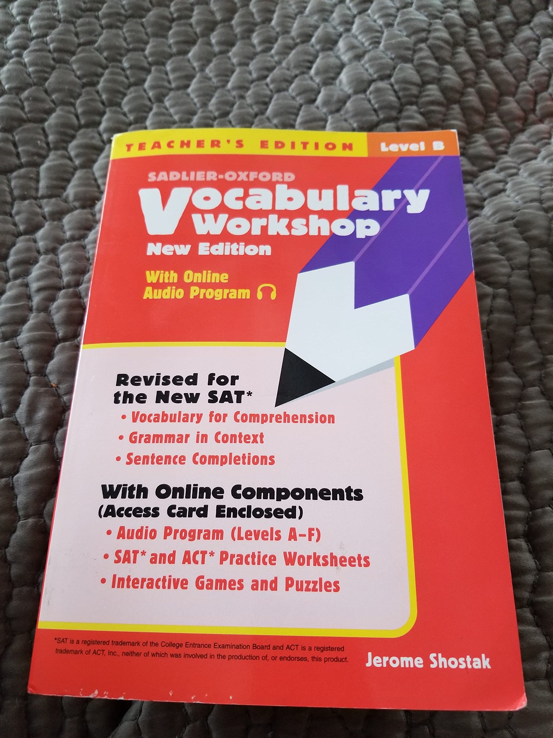 Vocabulary Workshop, Level D, Grade 9, Teacher's Edition,Used
