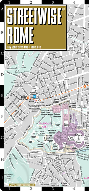 Streetwise Rome Map  Laminated City Center Street Map of Rome, Italy  Folding pocket size travel map with metro map, subway,Used