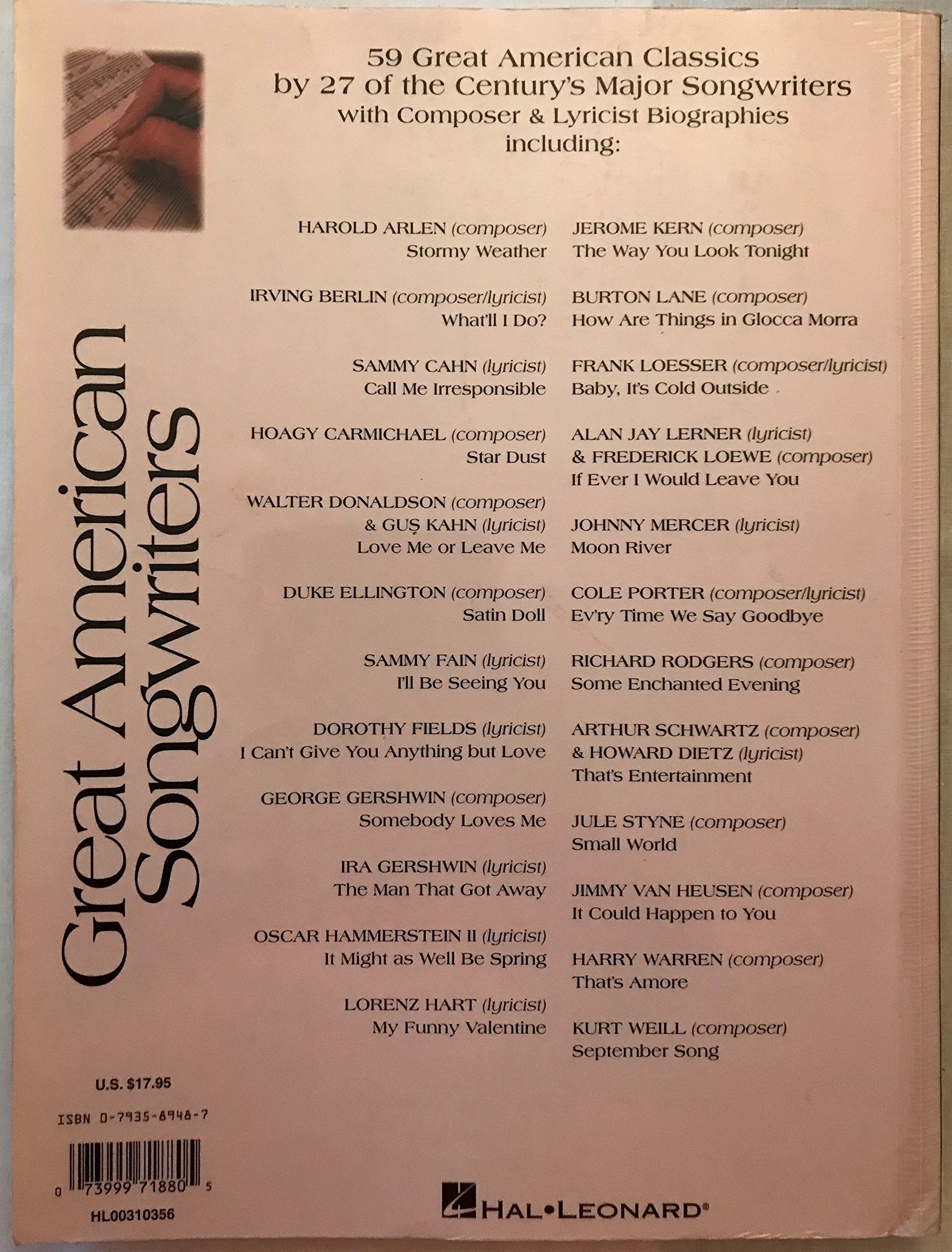 Great American Songwriters Piano, Vocal and Guitar Chords,Used