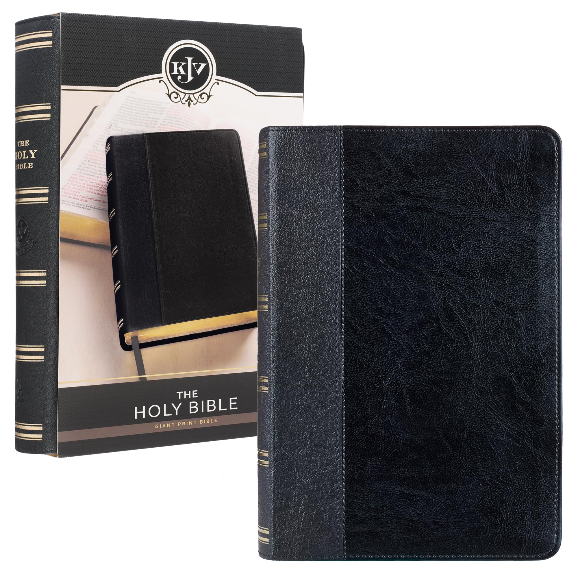 KJV Holy Bible, Giant Print Standard Size Faux Leather Red Letter Edition  Thumb Index & Ribbon Marker, King James Version, Bla