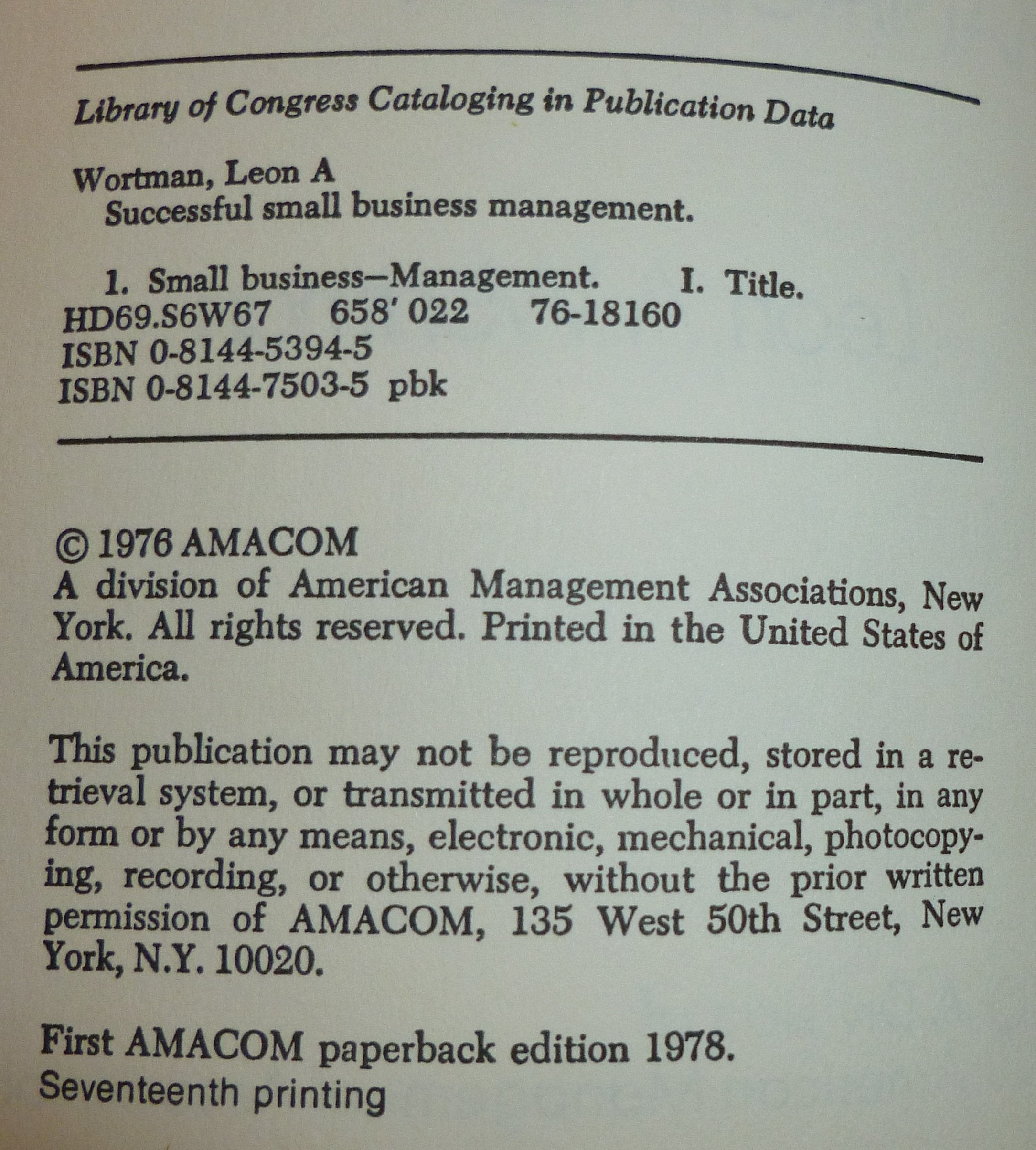 Successful Small Business Management,Used