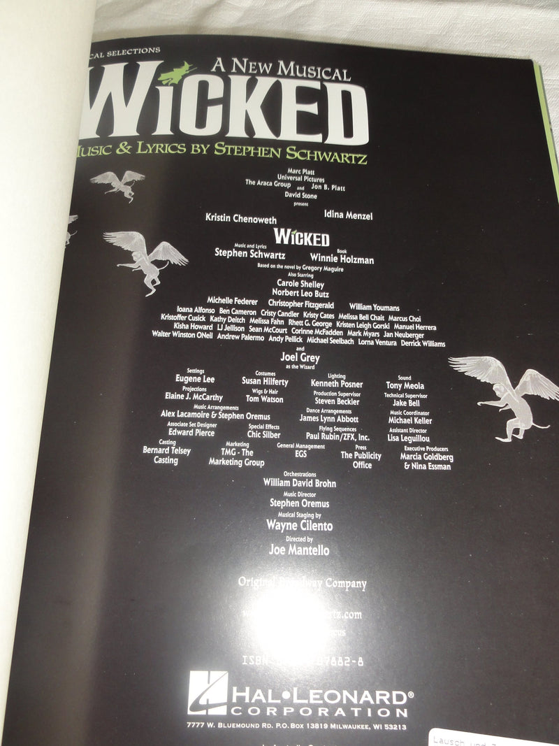 Wicked  Vocal Selections,New