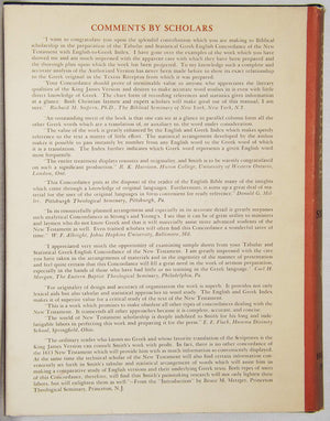 GreekEnglish Concordance to the New Testament, a tabular and statistical GreekEnglish Concordance based on the King James vers,Used