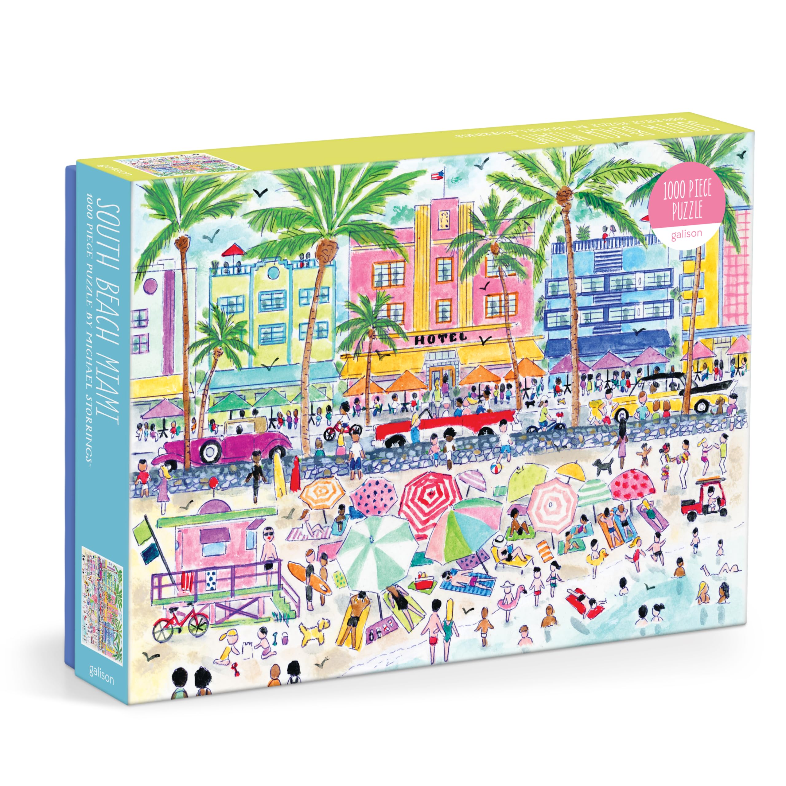 Galison South Beach Miami  1000 Piece Michael Storrings Jigsaw Puzzle Featuring Beautiful Artwork Of South Beach During Summert