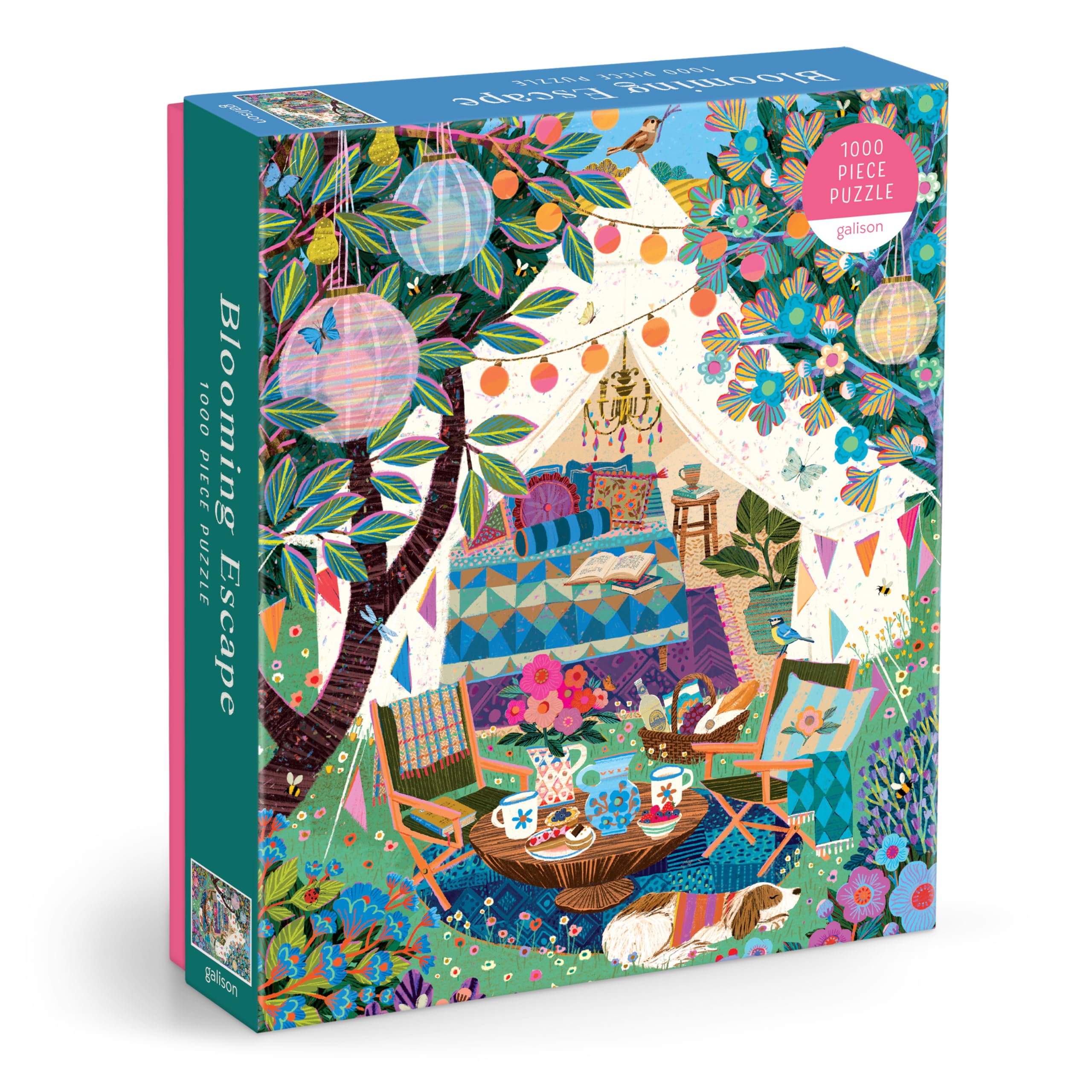 Galison Blooming Escape  1000 Piece Jigsaw Puzzle Featuring Beautiful Artwork Of A Luxurious Camp Scene