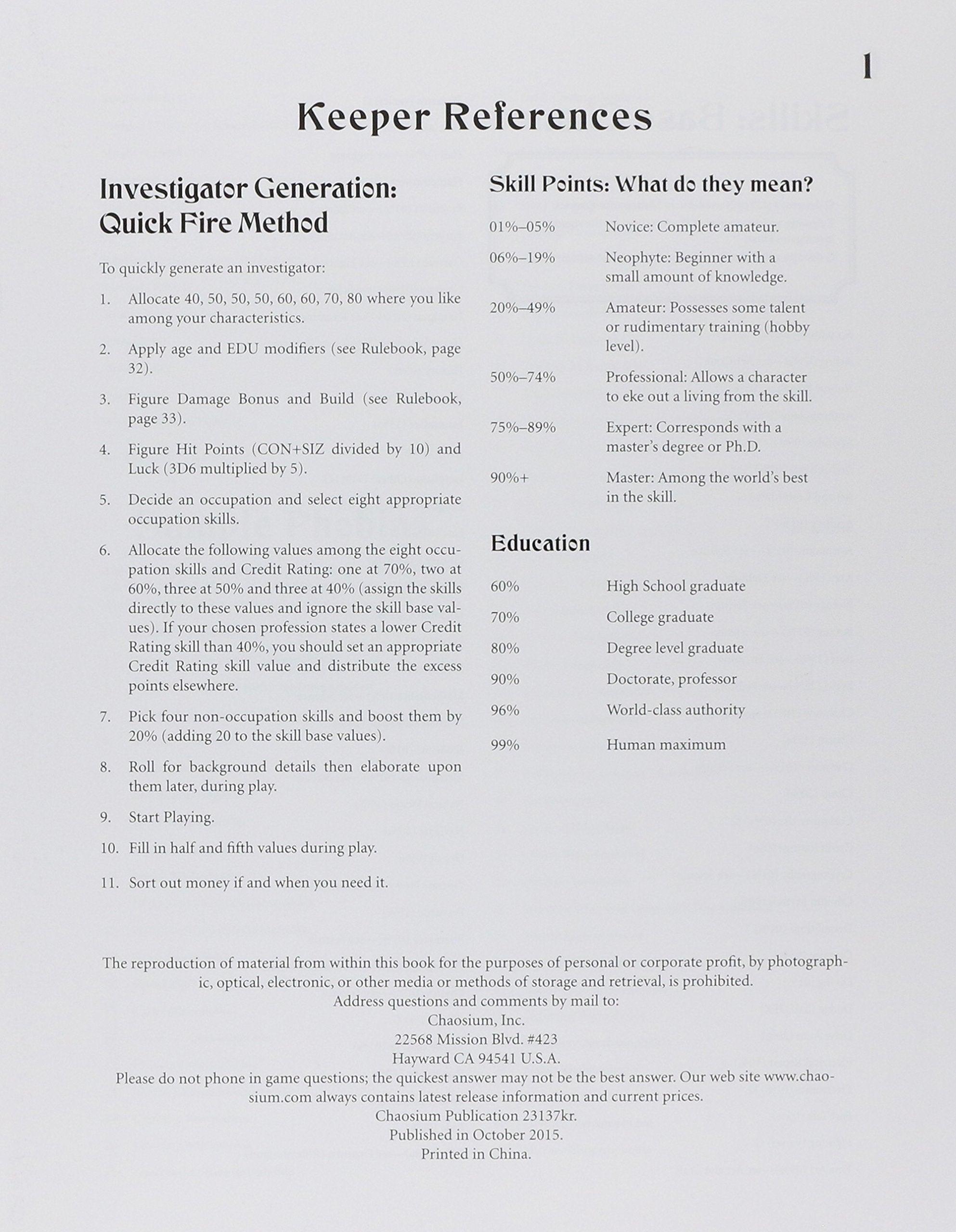Call of Cthulhu Keeper Screen (Call of Cthulhu Roleplaying)