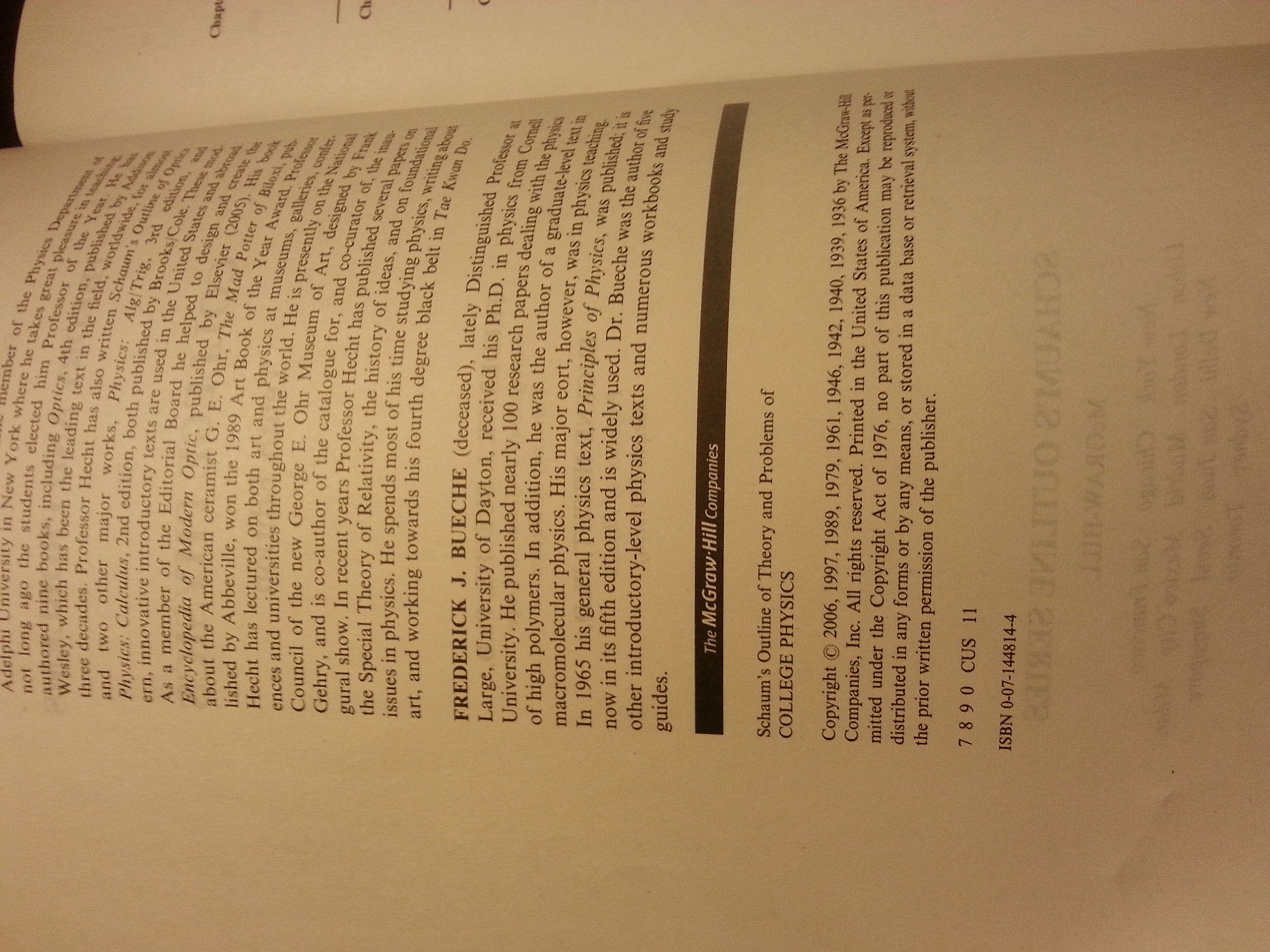 Schaum'S Outline Of College Physics, 10Th Edition (Schaum'S Outline Series),Used