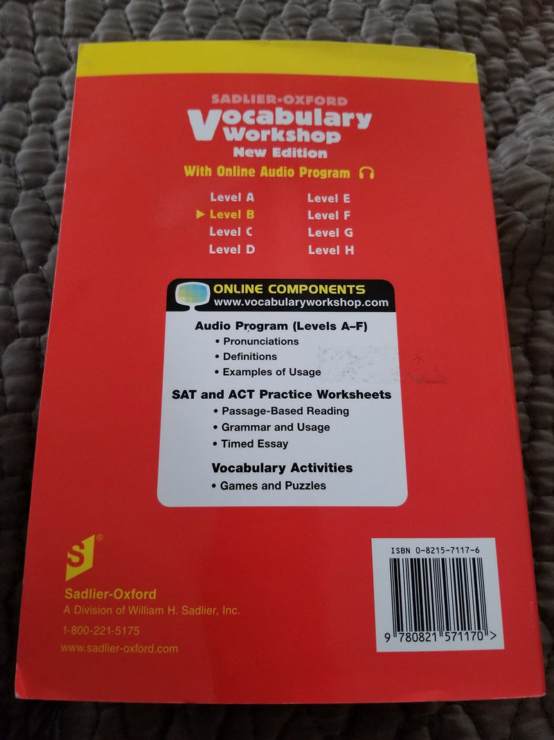 Vocabulary Workshop, Level D, Grade 9, Teacher's Edition,Used