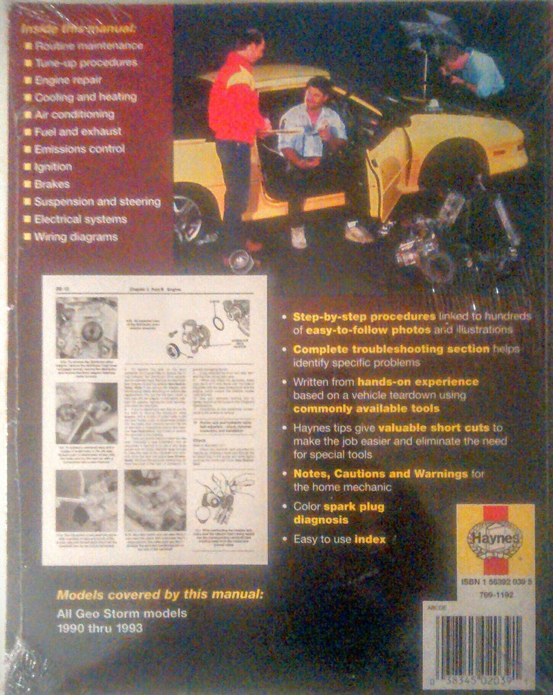 Geo Storm Automotive Repair Manual 1990 thru 1993,Used