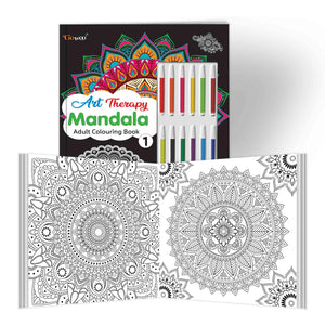 Stress Relief Mandalas :- Art Therapy Mandala Adult Colouring Book 1 : Coloring Book With 12 Colorful Sketch Pens And Tear-Out Pages, Offering A Calm And Enjoyable Relaxation And Mindfulness