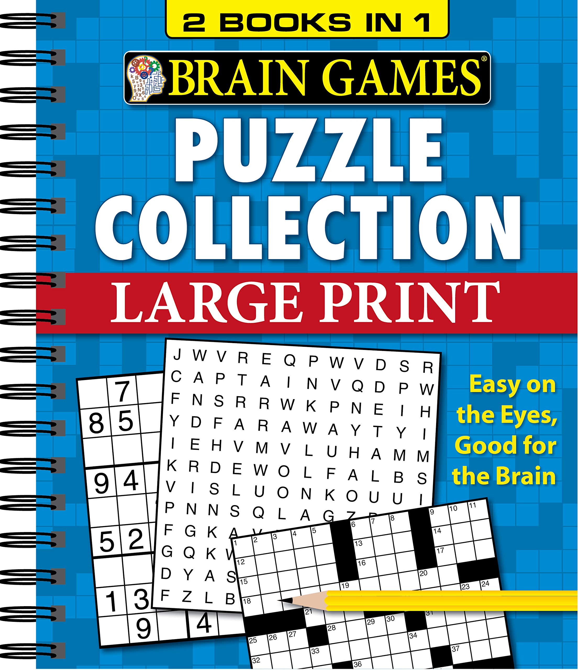Brain Games  2 Books in 1  Puzzle Collection (Large Print),Used