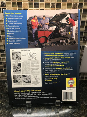 Lincoln Towncar, 19812001; Continental, 197087; and Mark Series, 1970 1992 (Haynes Manuals),Used