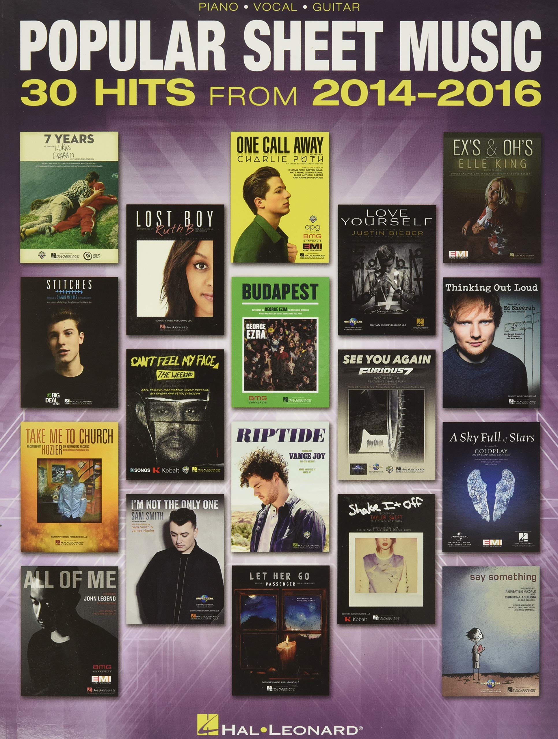 Popular Sheet Music: 30 Hits from 20142016  Piano, Vocal and Guitar Chords,New