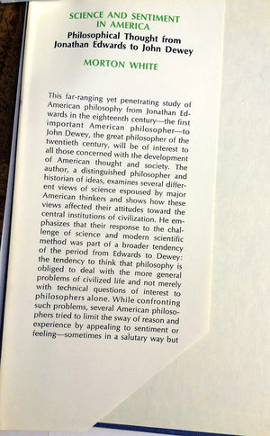 Science And Sentiment In America: Philosophical Thought From Jonathan Edwards To John Dewey,Used