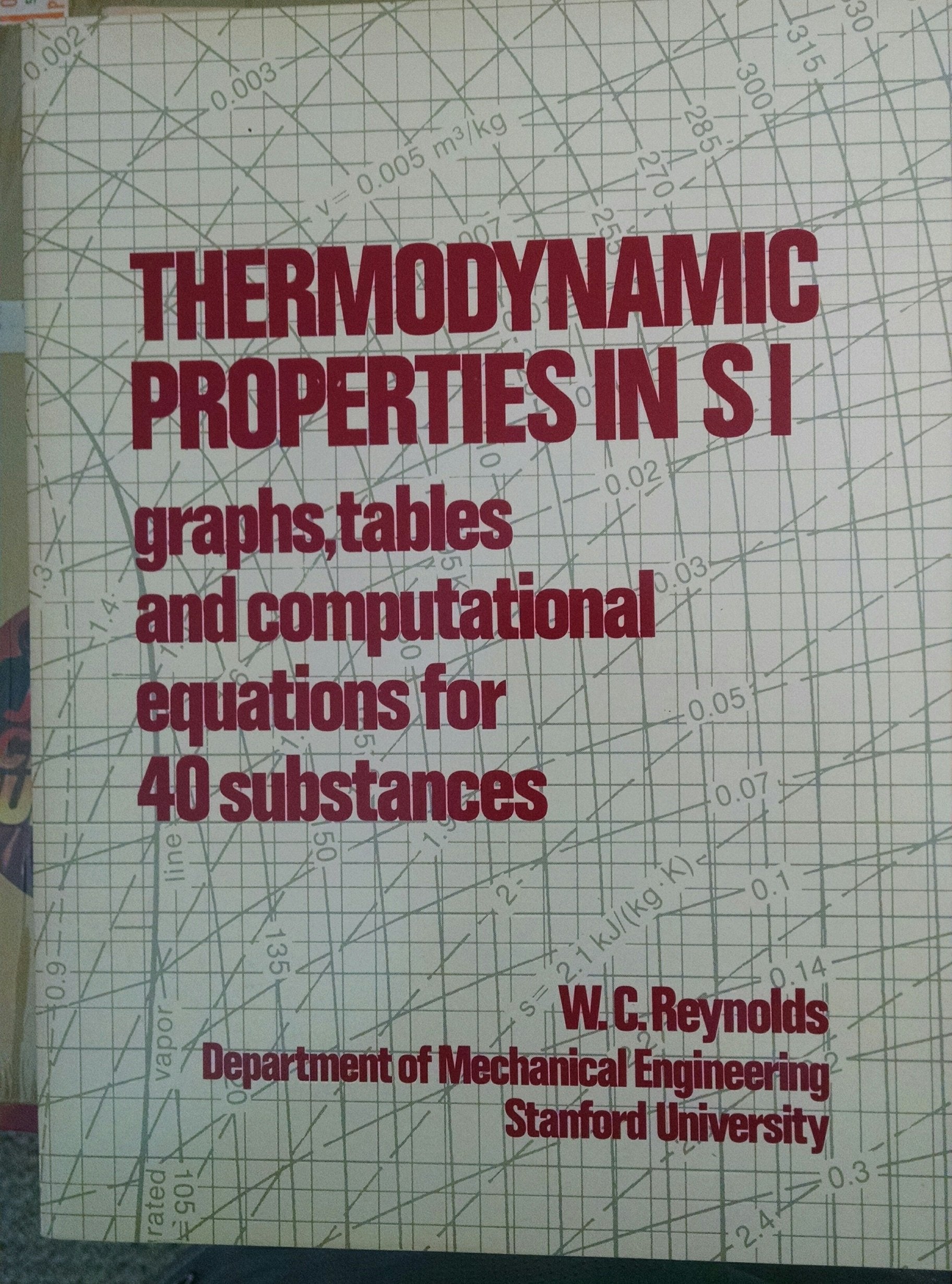 Thermodynamic properties in SI: Graphs, tables, and computational equations for forty substances,Used