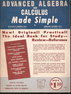 Advanced Algebra and Calculus Made Simple,Used