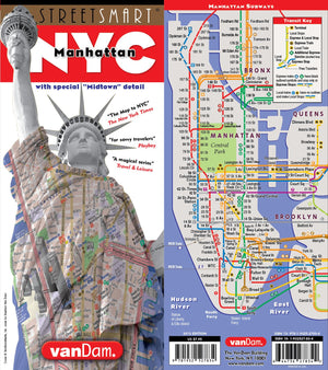 StreetSmart NYC Map Midtown Edition by Van DamLaminated pocket city street map of Manhattan w/ all attractions, museums, sights,Used