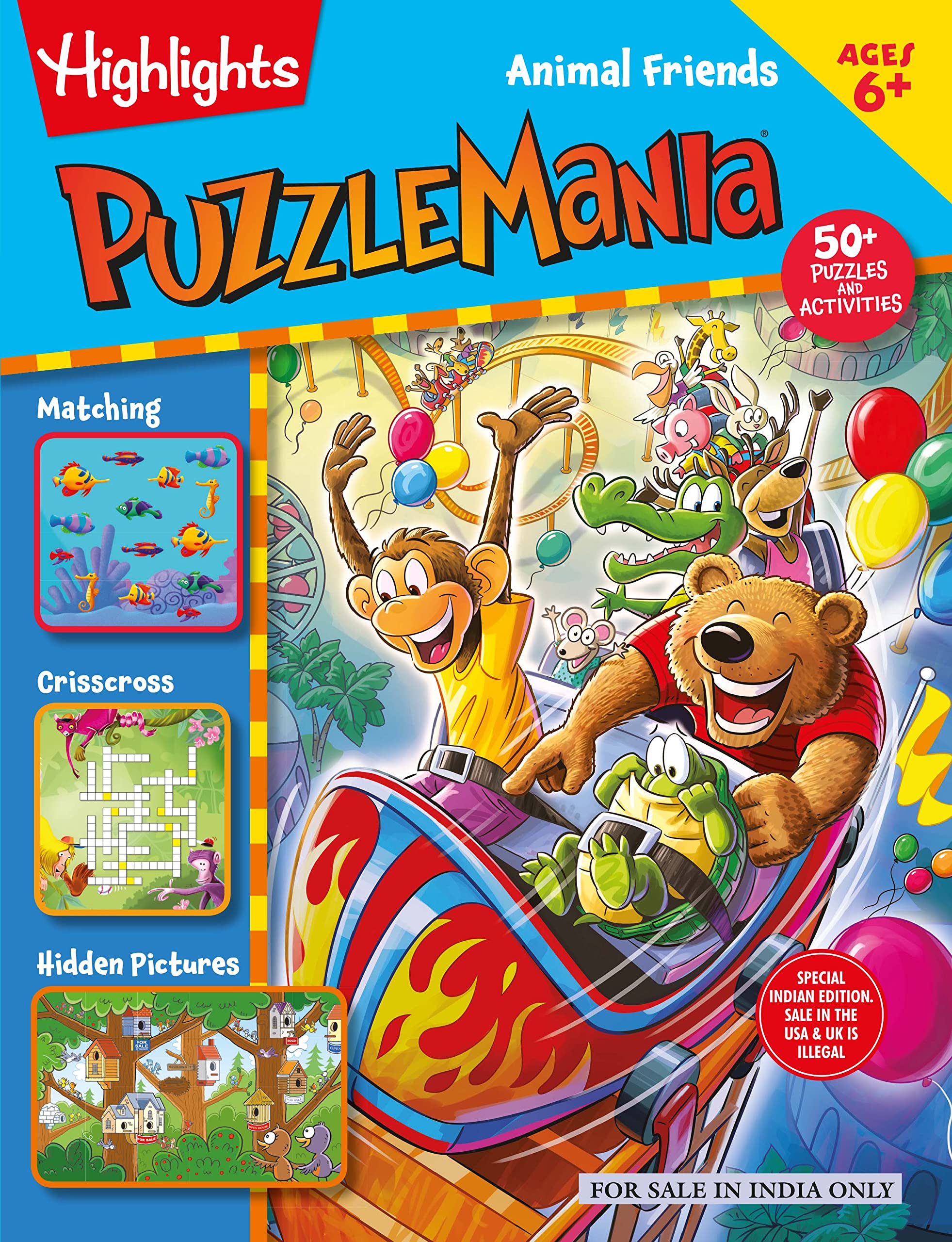Puzzlemania Animal Friends: 50 Plus Puzzles And Activities/Matching, Crisscross, Hidden Pictures - Children Book (English)