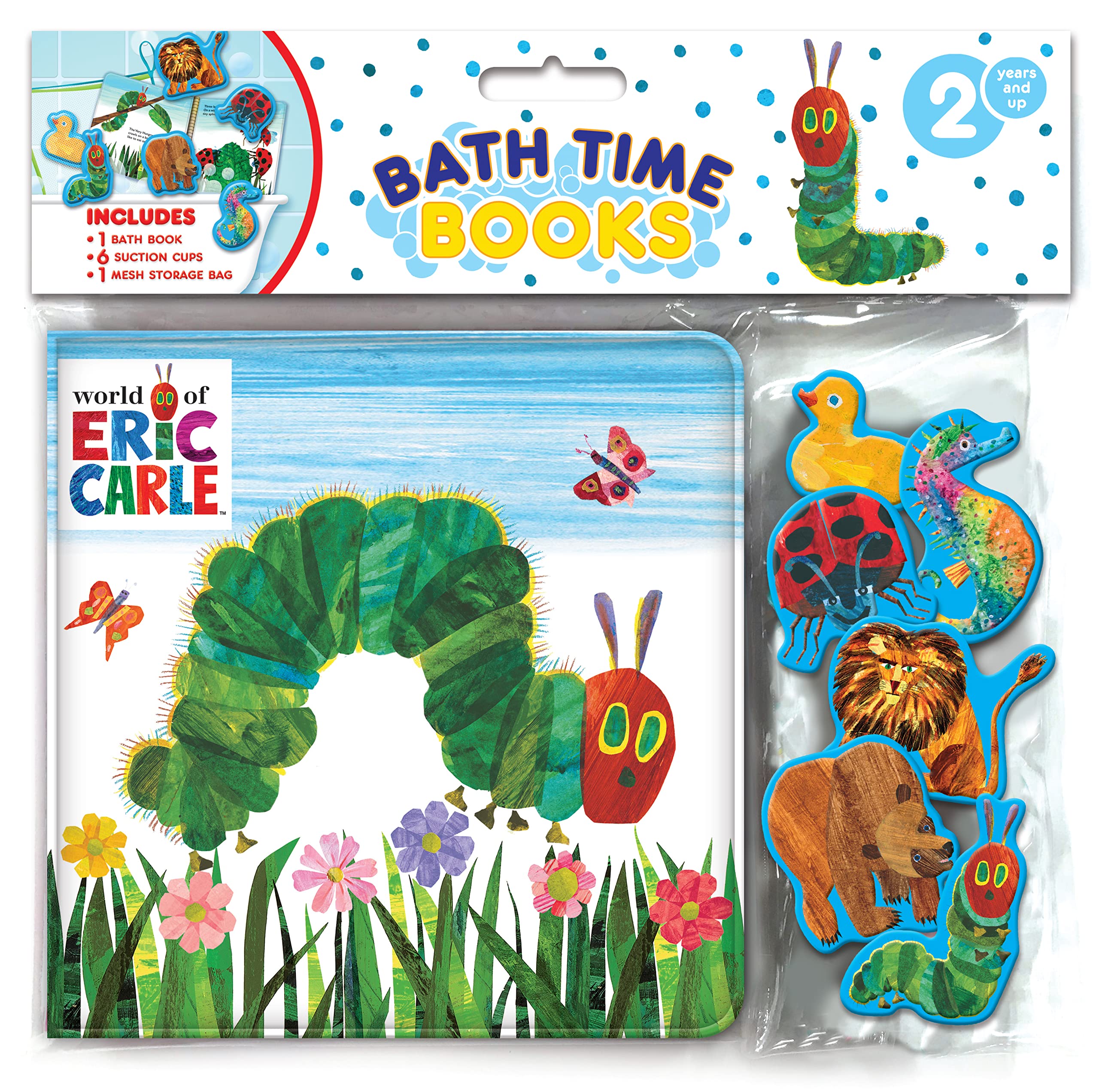 The World Of Eric Carle Bath Time Books  Activity Books For Kids, Bath Book, 6 Padded Suction Cups, 1 Mesh Bag