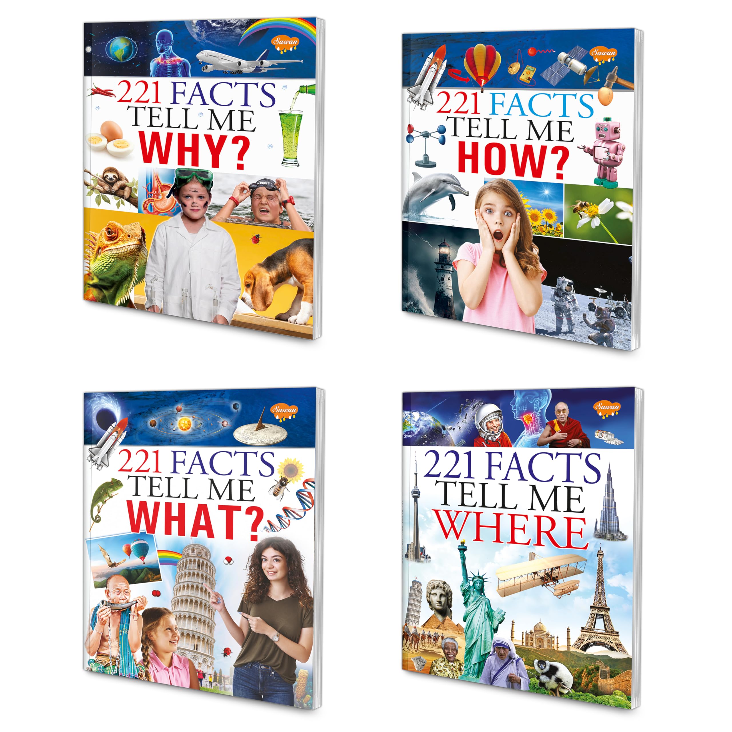 221 Facts  Tell Me Why, Tell Me How, Tell Me What And Tell Me Where Book For Kids : Learning Book For Kids, Knowledge Book For Kids, Children Learning Book | Set Of 4 Facts Book For Kids.