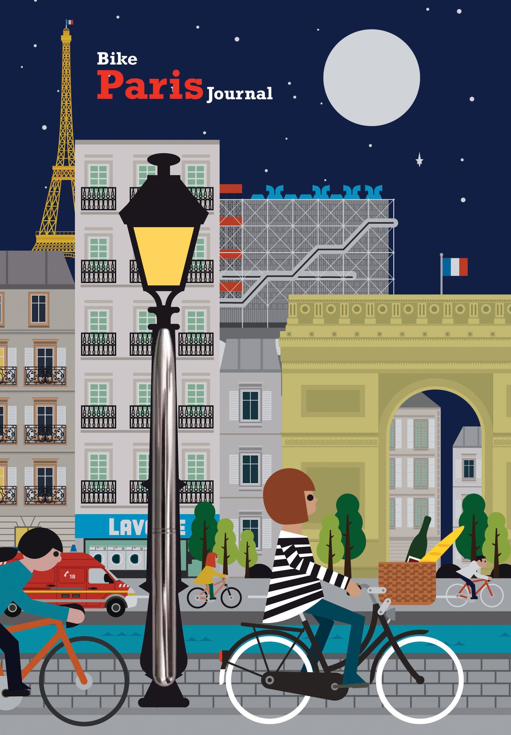 Bike Paris Journal: Lined Journal, Hardcover With Accordion Pocket, And Embedded Pen