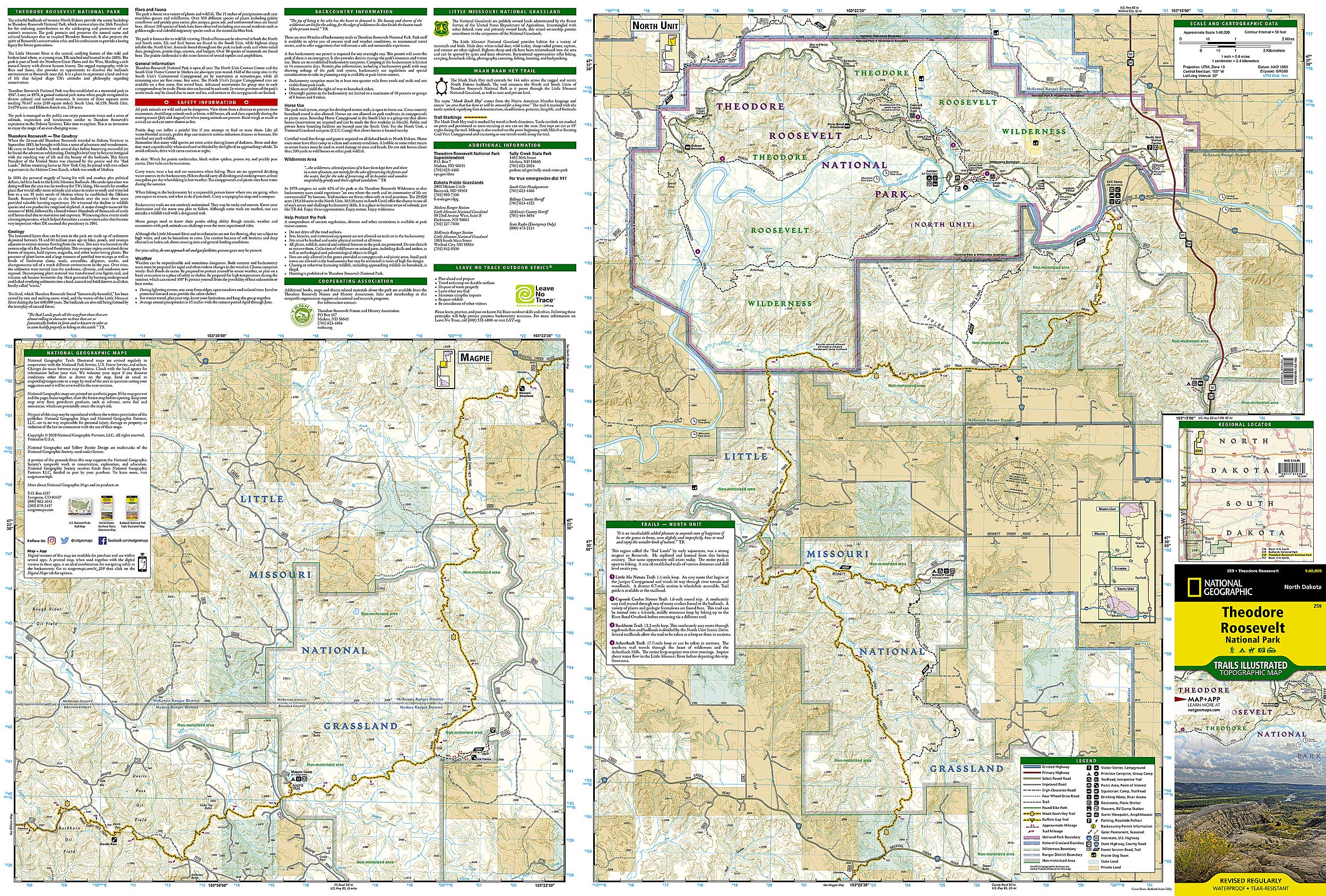 Theodore Roosevelt National Park Map (National Geographic Trails Illustrated Map, 259),Used
