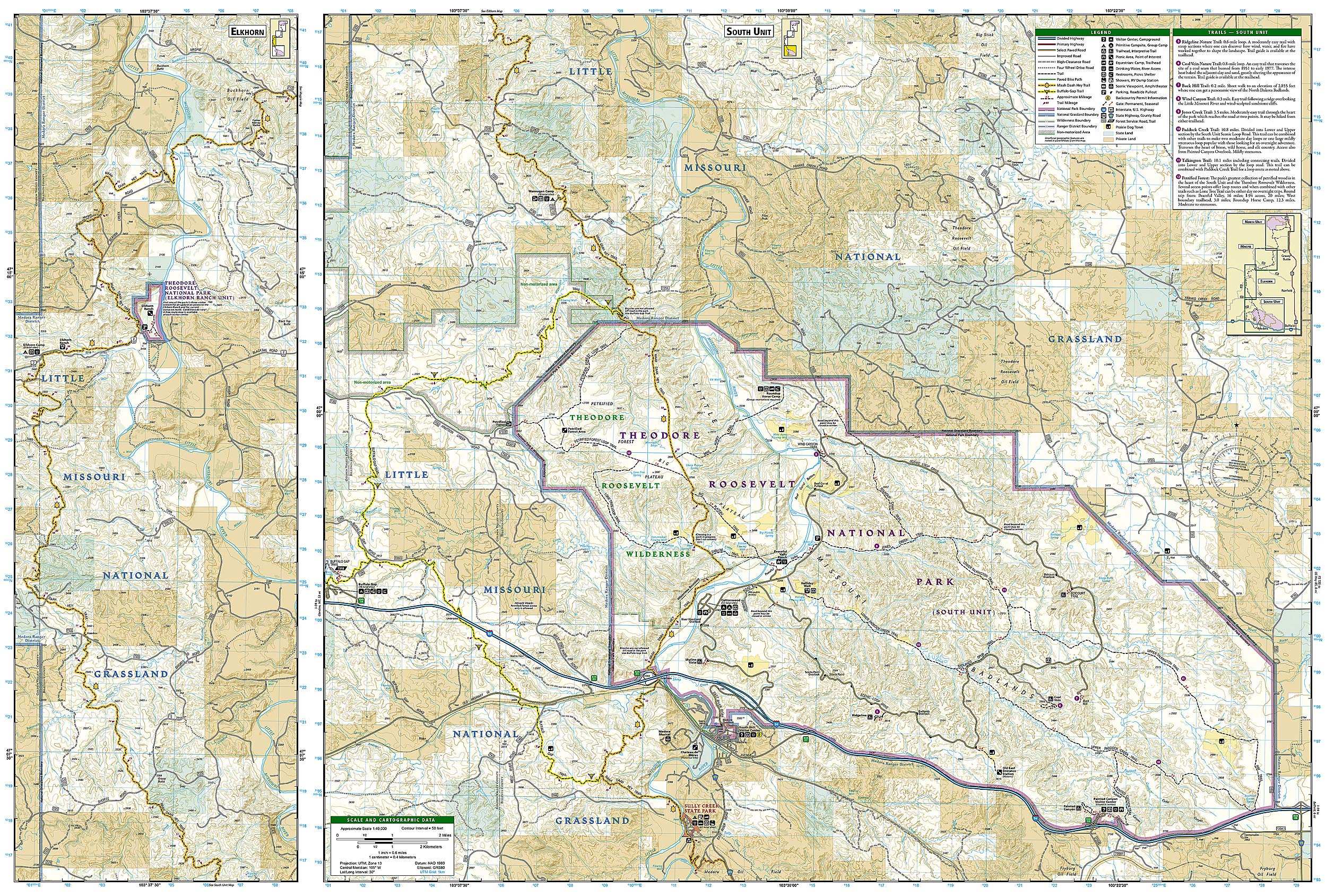 Theodore Roosevelt National Park Map (National Geographic Trails Illustrated Map, 259),Used