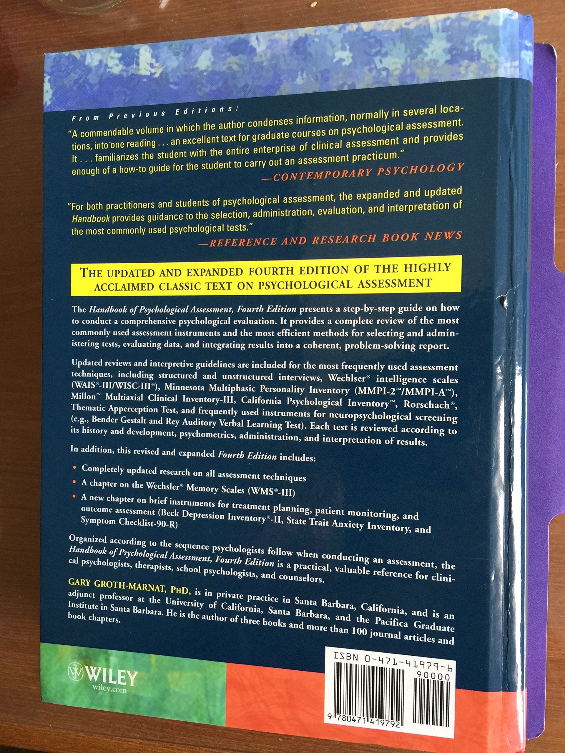 Handbook Of Psychological Assessment,New