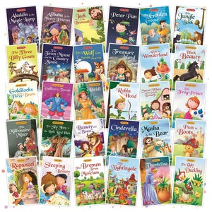 Set Of 30 Classic Tales, Favourite & Fairy Tales Story Books | English Short Stories Books For 3+ | Cindrella, Rapunzel, Aladdin, Alibaba, Jungle Book, Snow White, Alice In Wonderland & Others