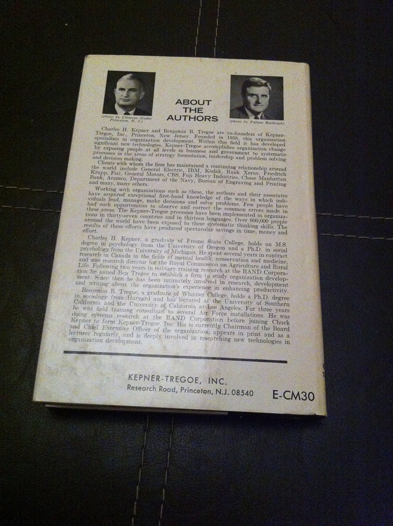 The Rational Manager: A Systematic Approach to Problem Solving and DecisionMaking,Used