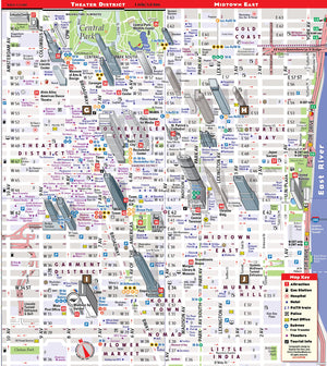 StreetSmart NYC Map Midtown Edition by Van DamLaminated pocket city street map of Manhattan w/ all attractions, museums, sights,Used