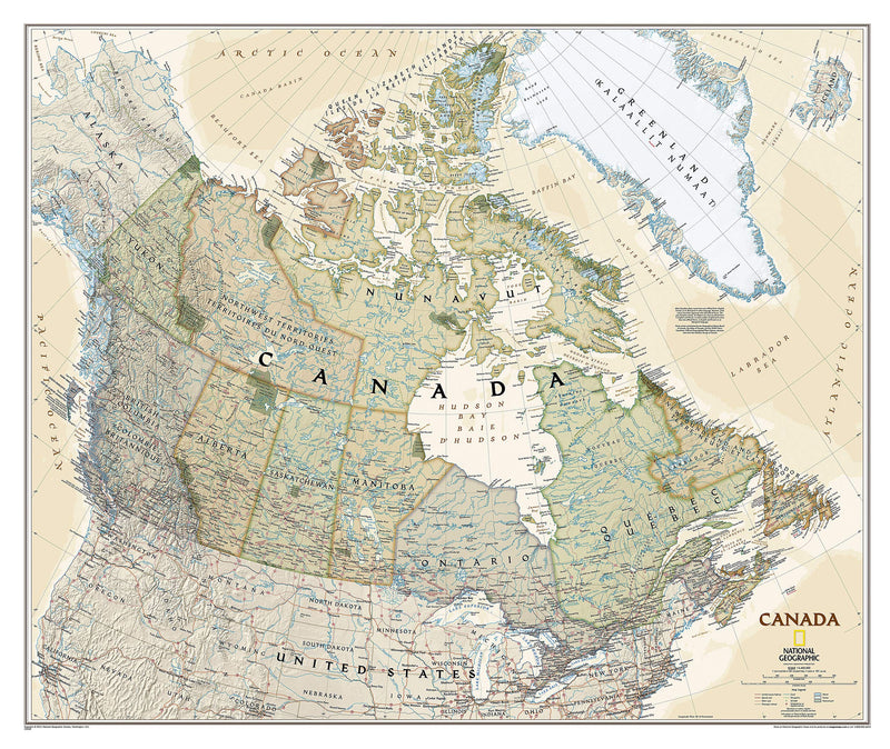 National Geographic Canada Wall Map  Executive (38 x 32 in) (National Geographic Reference Map),Used