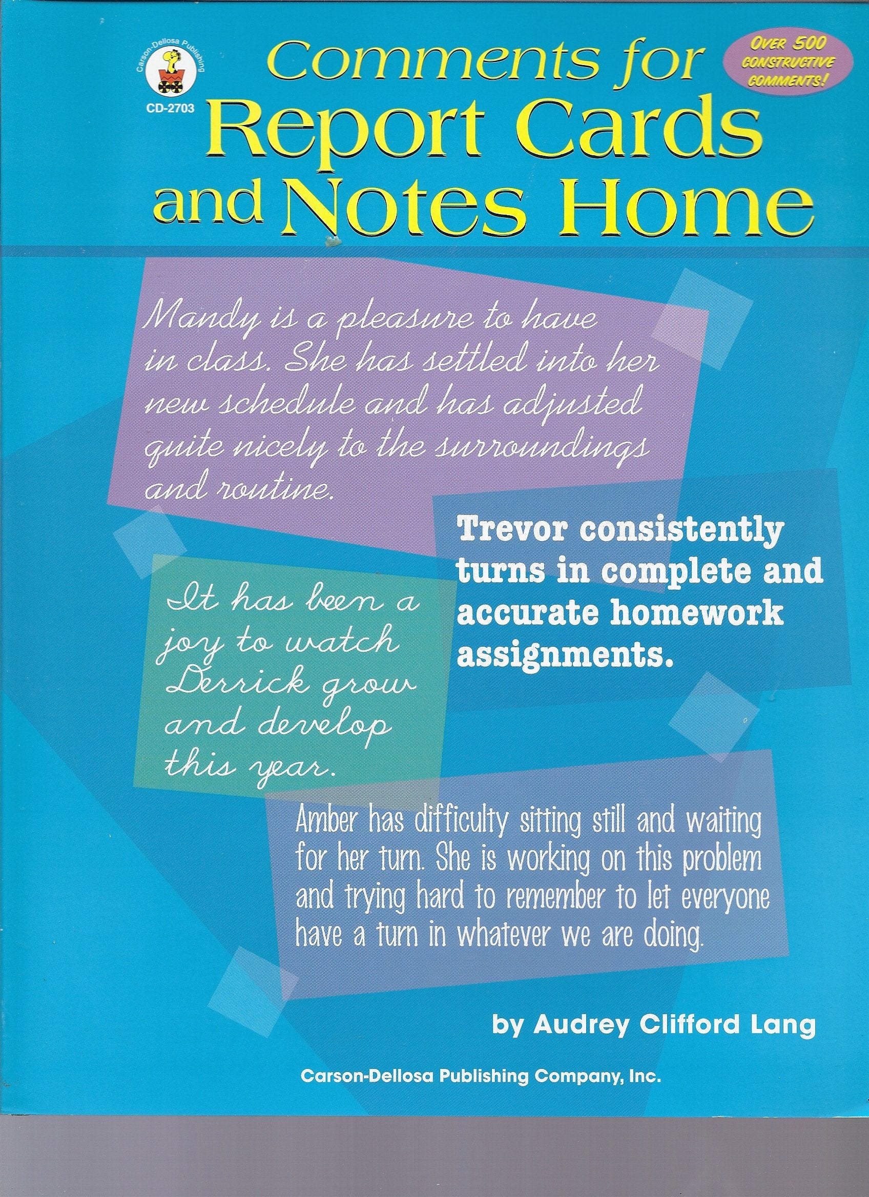 Comments For Report Cards and Notes Going Home,Used