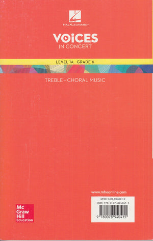Hal Leonard Voices in Concert, Level 1A Treble Choral Music Book, Grade 6 (EXPERIENCING CHORAL MUSIC BEGINNING SE),Used