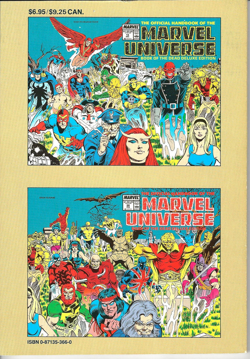 The Official Handbook of the Marvel Universe: Book of the Dead, Vol. 10  Phantom Eagle to Zuras,Used