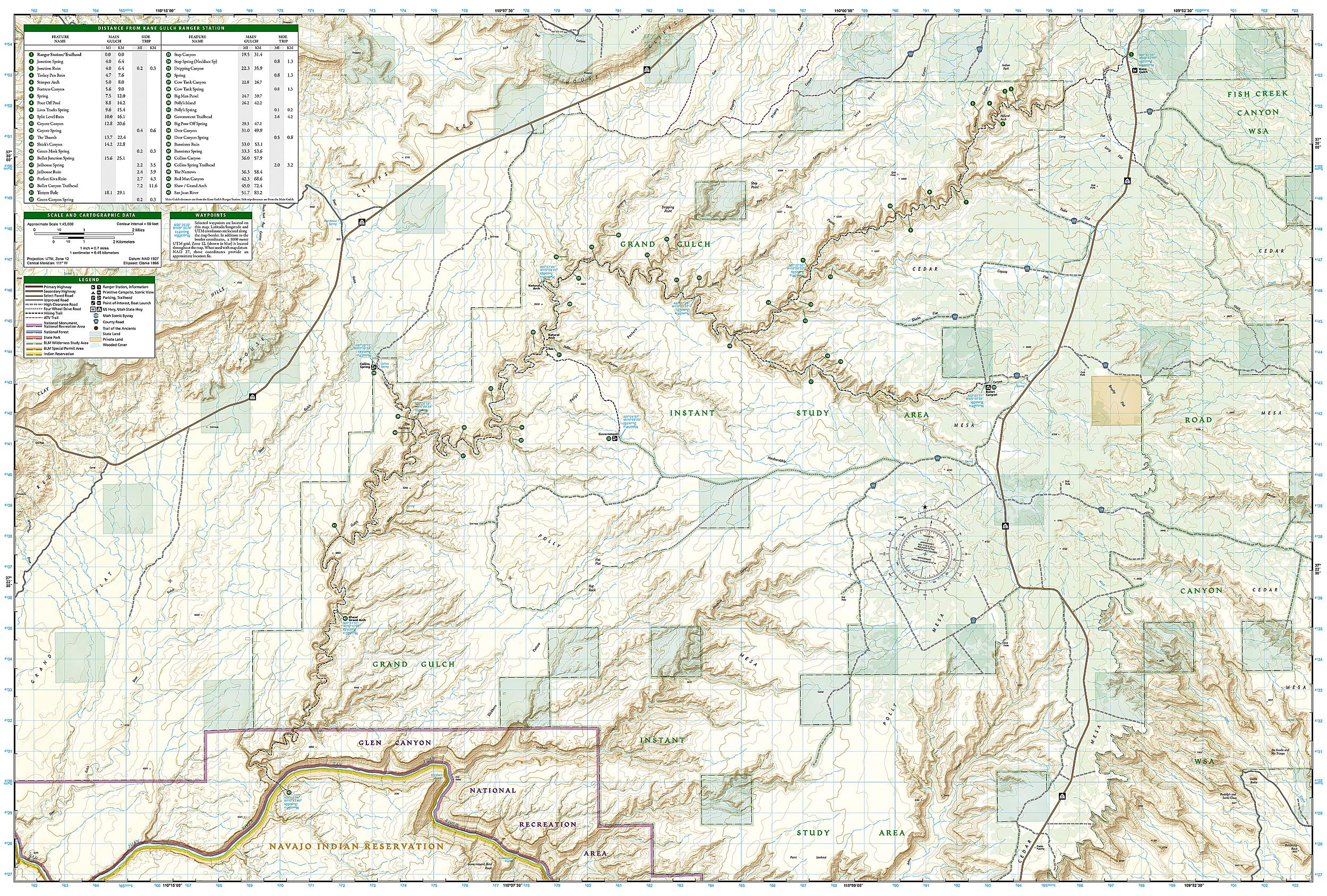 Grand Gulch, Cedar Mesa Plateau Map [BLM  Monticello Field Office] (National Geographic Trails Illustrated Map, 706),Used